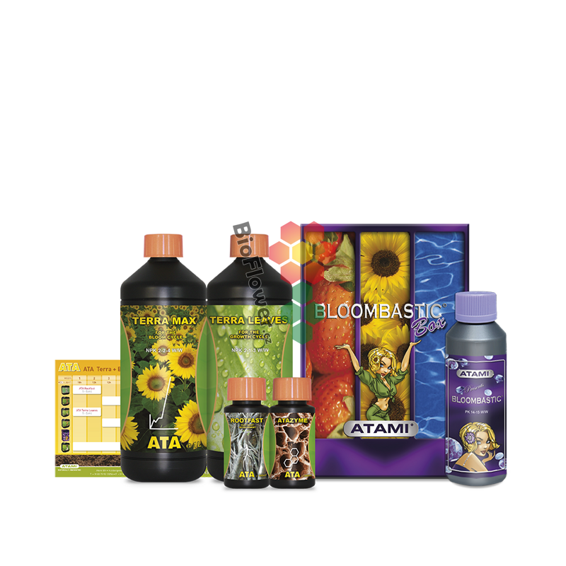 Atami ATA / Terra Bloombastic Box  2,4L - 1 L ATA Terra Leaves/ 1 L ATA Terra Max  250ml /Bloombastic  100ml /Atazyme  100ml/ATA Rootfast