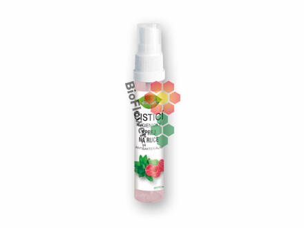 Bione Cosmetics Čistící hygienický sprej na ruce antibakteriální Malina + Máta 27 ml